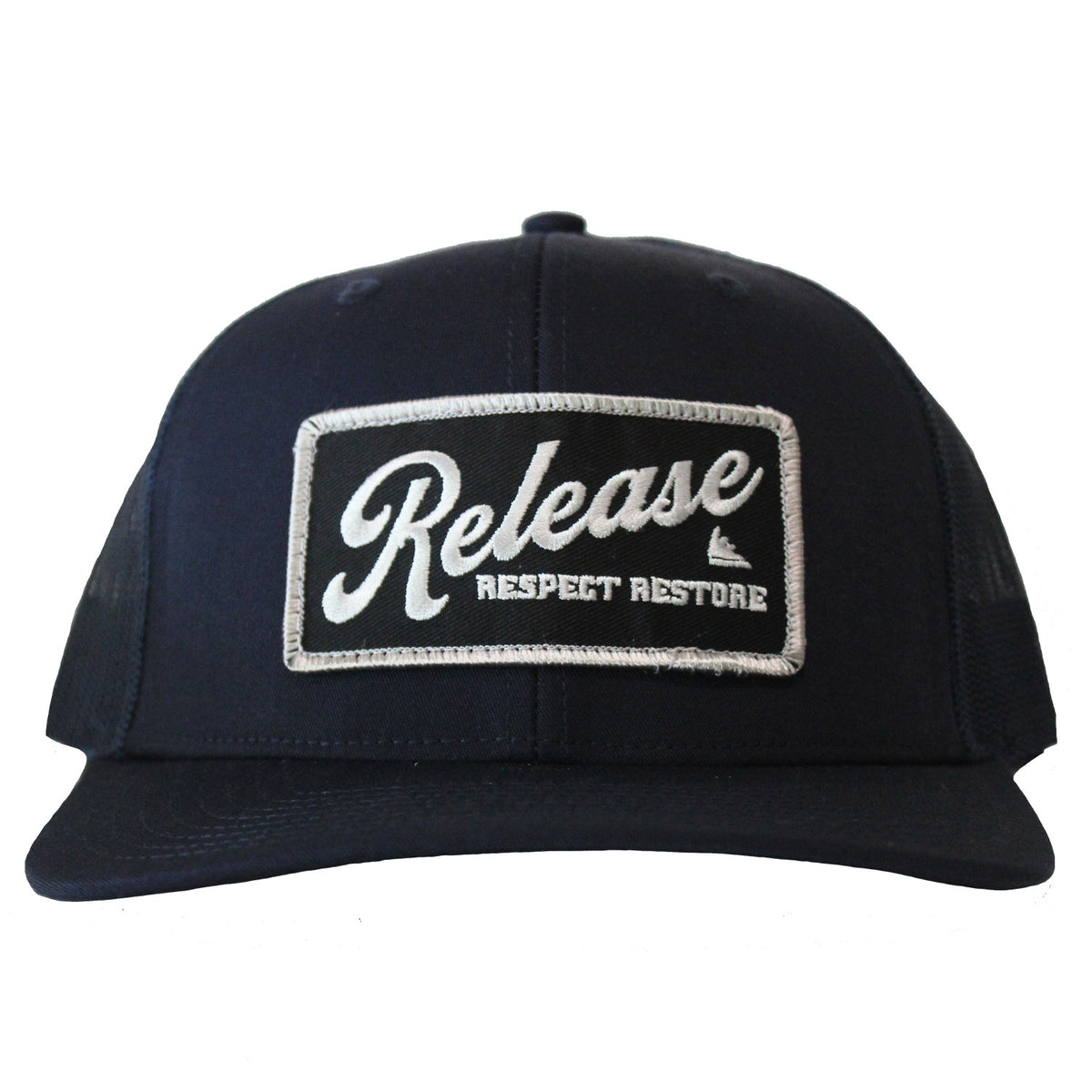 RELEASE RESPECT RESTORE TRUCKER HAT - DARK NAVY | Kredo Art Company